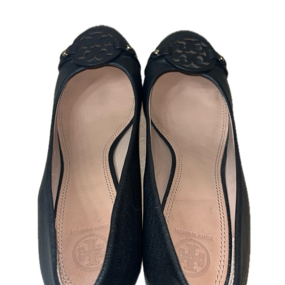 Tory Burch Women's Mini Miller Black Wedge Leather Logo Pump, Size 10M - Picture 7 of 12